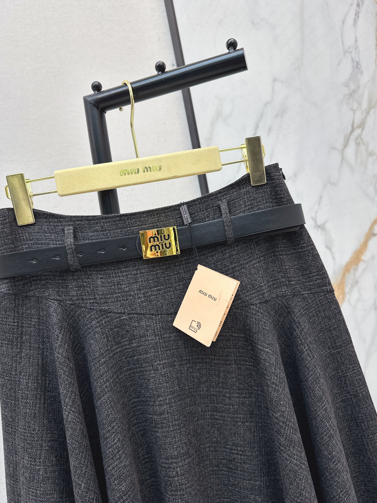 26ss Irregular Waist Midi Skirt