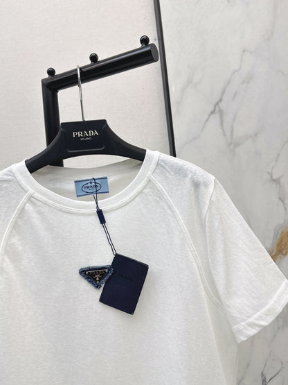 26ss Triangle logo embellished T-shirt