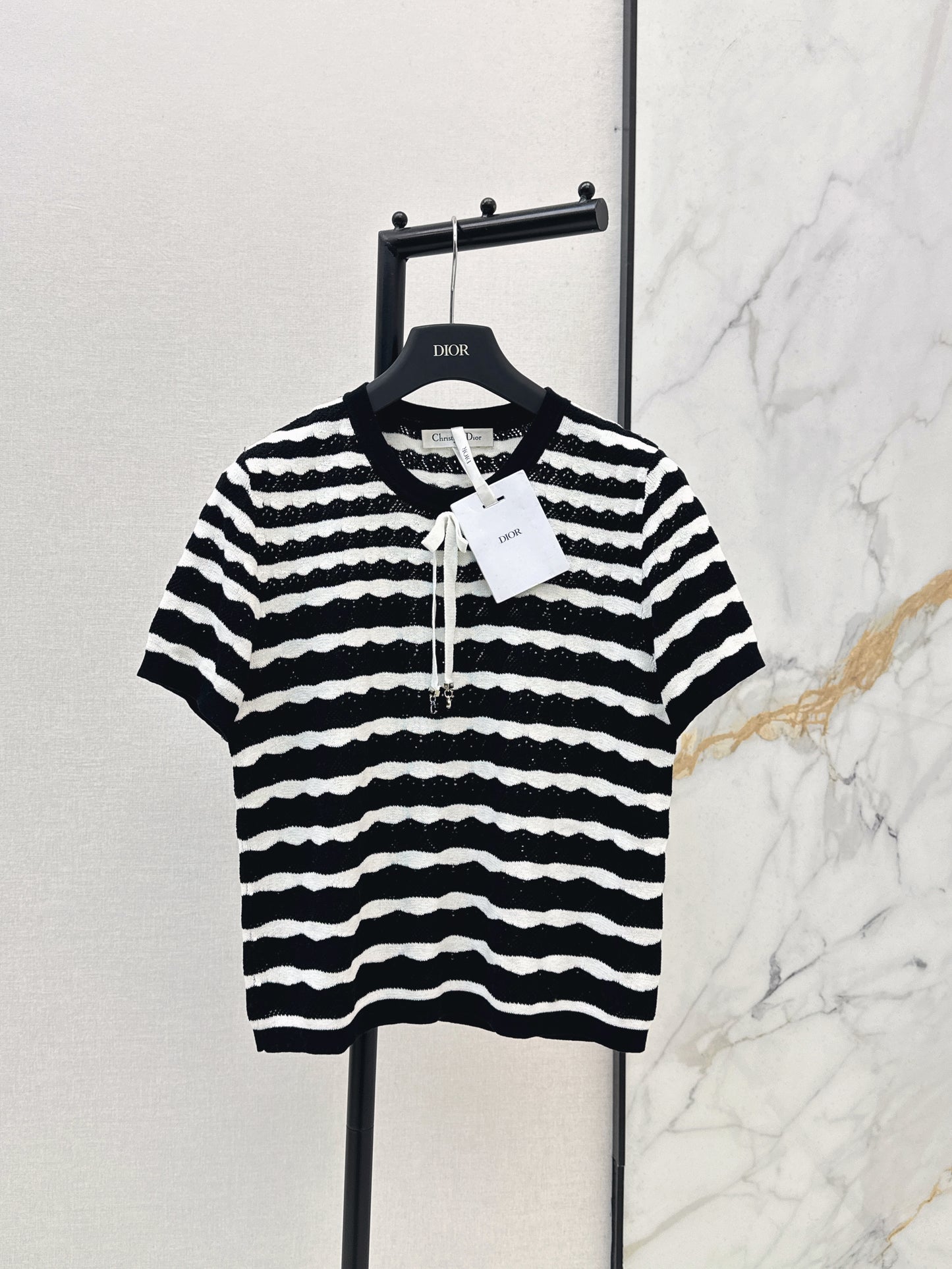 26ss Striped Openwork Knit T-shirt