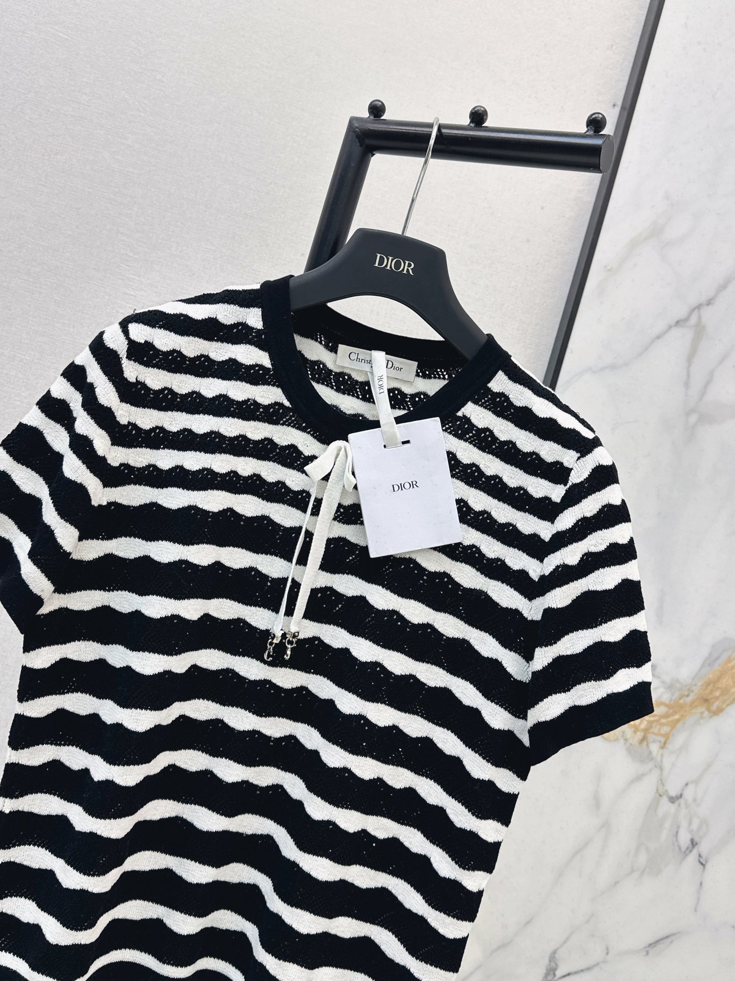 26ss Striped Openwork Knit T-shirt