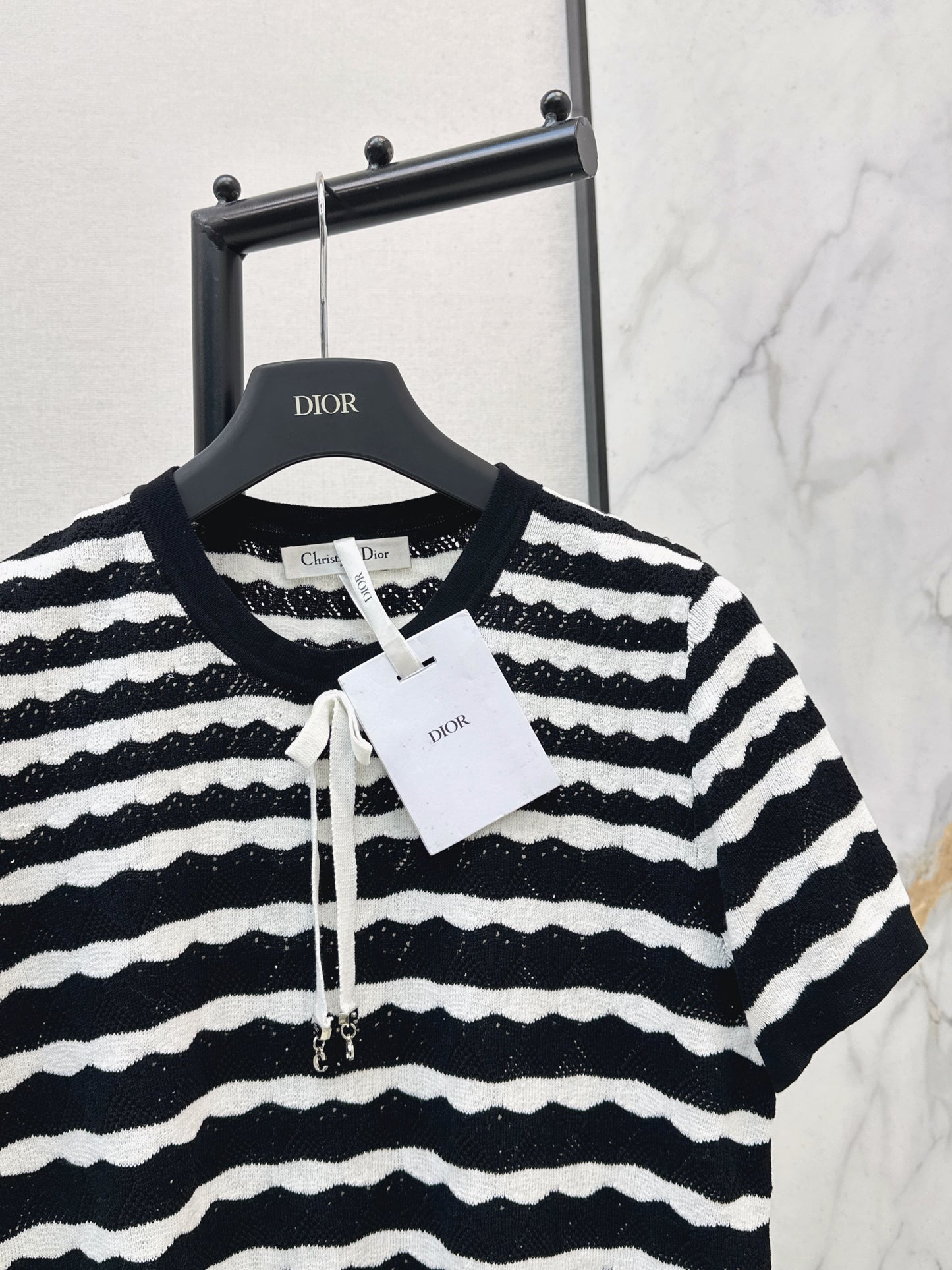 26ss Striped Openwork Knit T-shirt