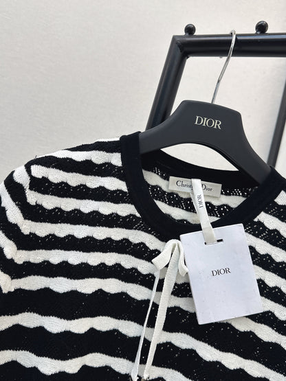 26ss Striped Openwork Knit T-shirt