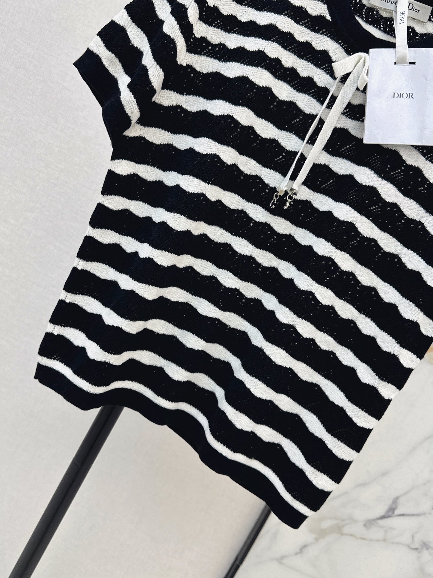 26ss Striped Openwork Knit T-shirt