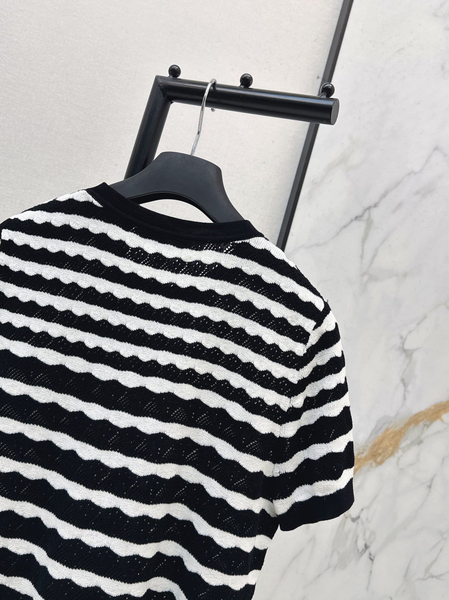 26ss Striped Openwork Knit T-shirt