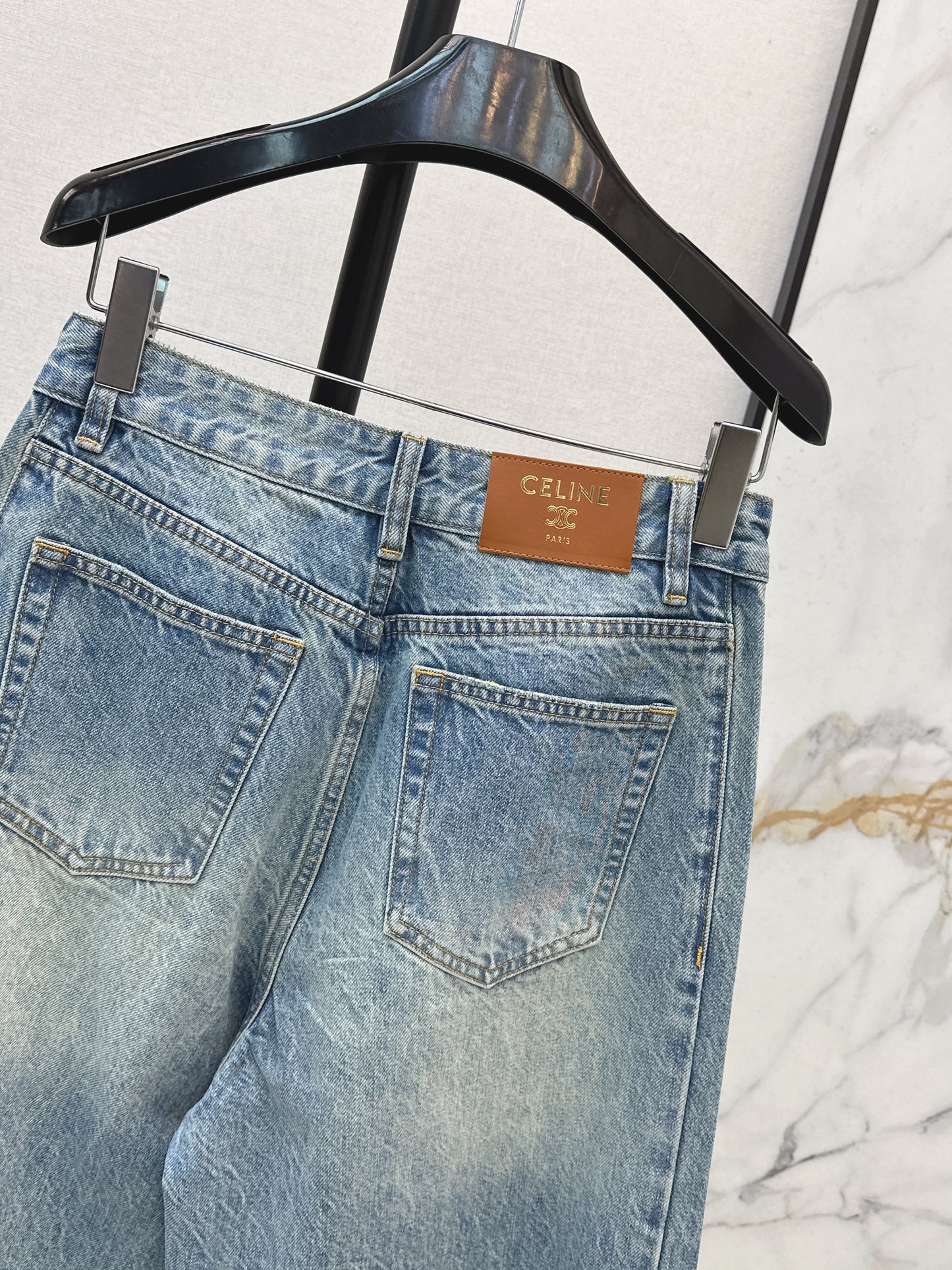 26ss Rhinestone-embellished wide-leg jeans