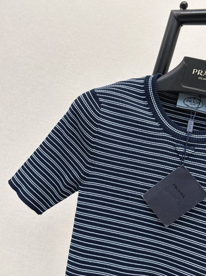 26ss Striped Knit Short-Sleeve T-Shirt