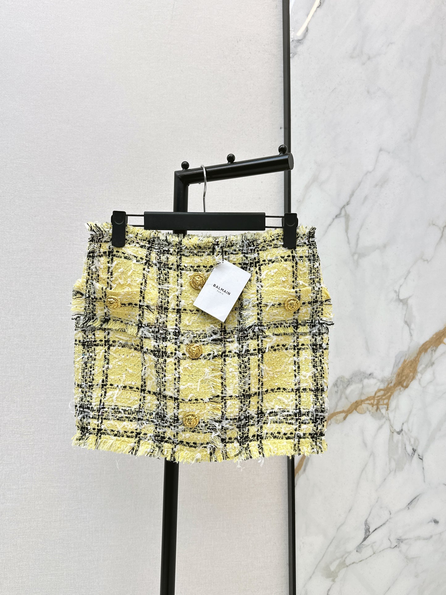 26ss Tweed Plaid Pencil Skirt
