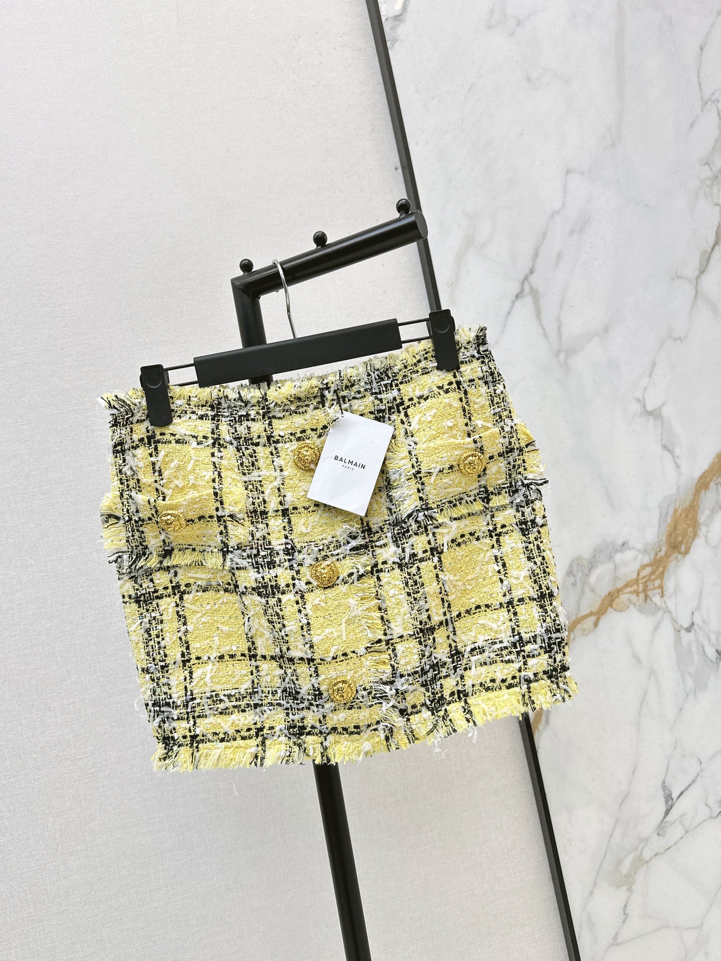 26ss Tweed Plaid Pencil Skirt