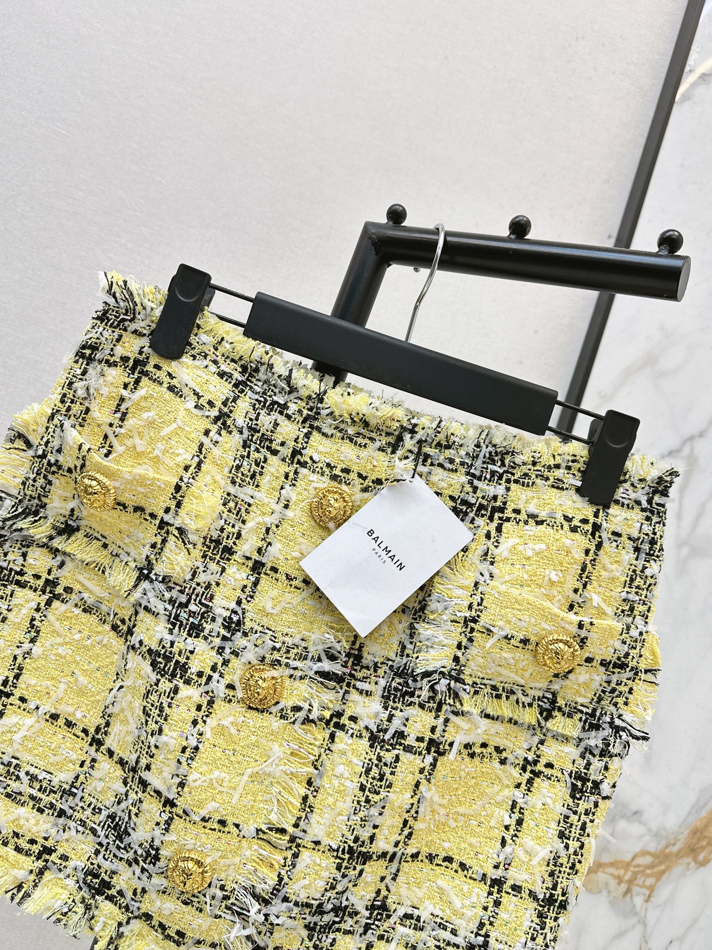 26ss Tweed Plaid Pencil Skirt
