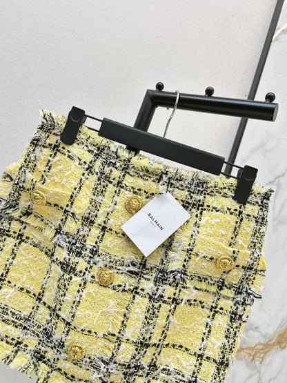 26ss Tweed Plaid Pencil Skirt