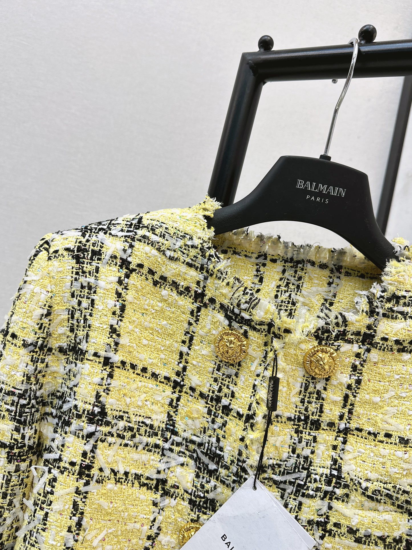 26ss Plaid Tweed Jacket with Gold Buttons