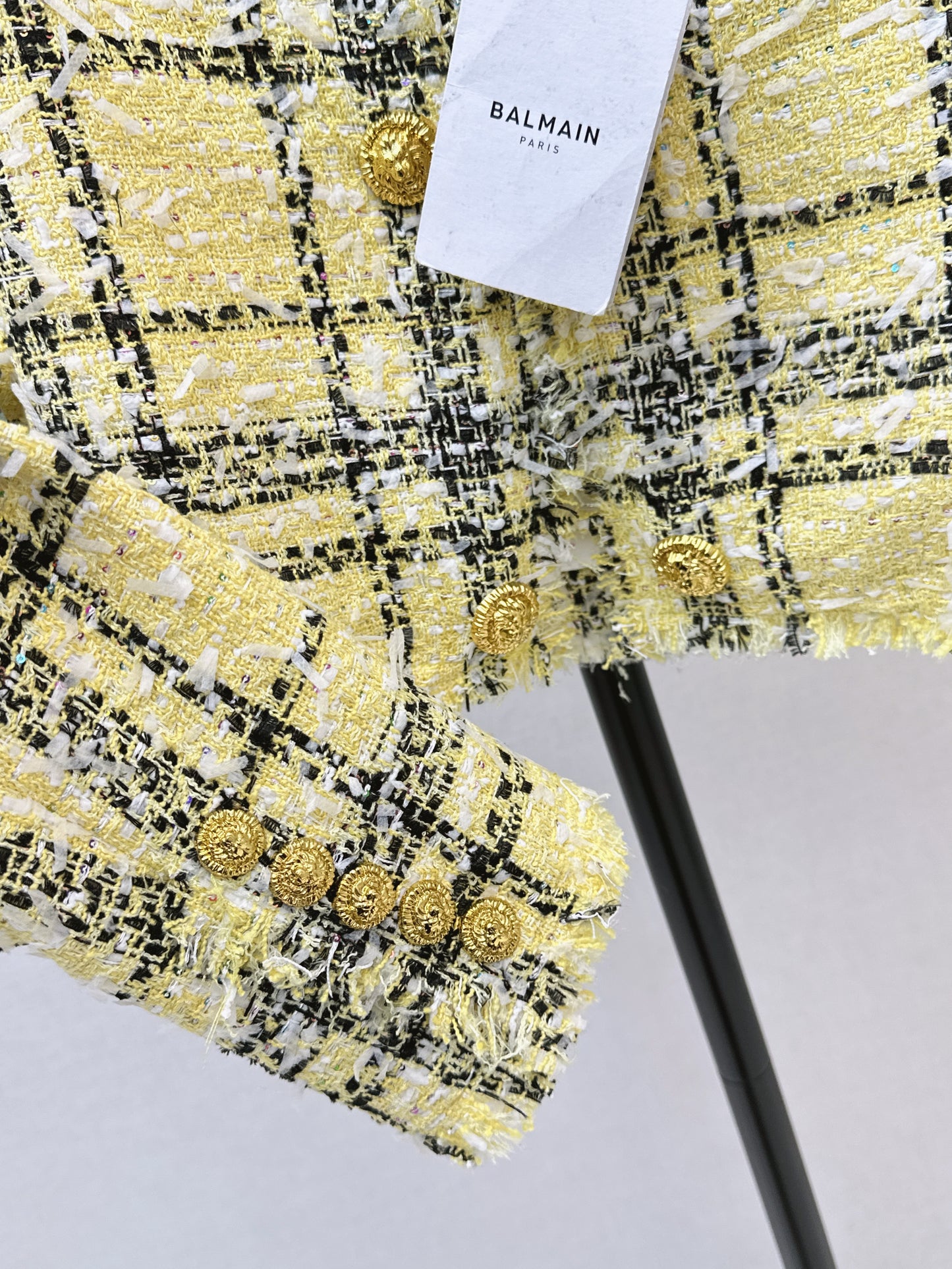 26ss Plaid Tweed Jacket with Gold Buttons