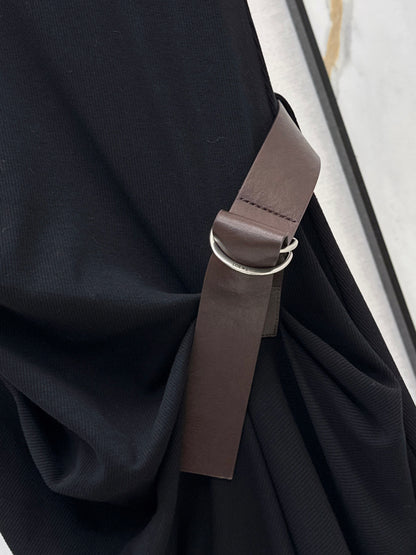 26ss Pleated Dress with Belt Decoration