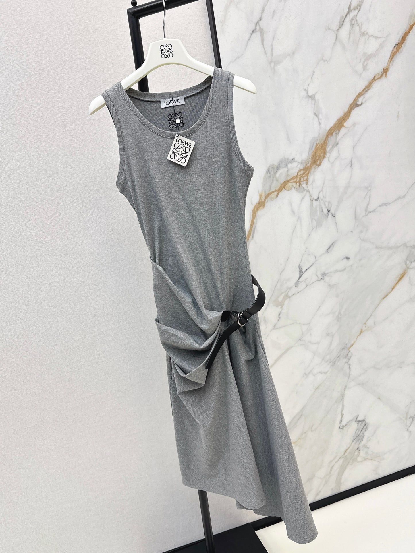 26ss Pleated Dress with Belt Decoration