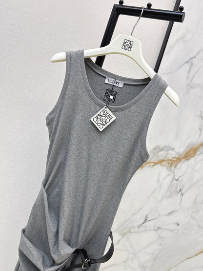 26ss Pleated Dress with Belt Decoration