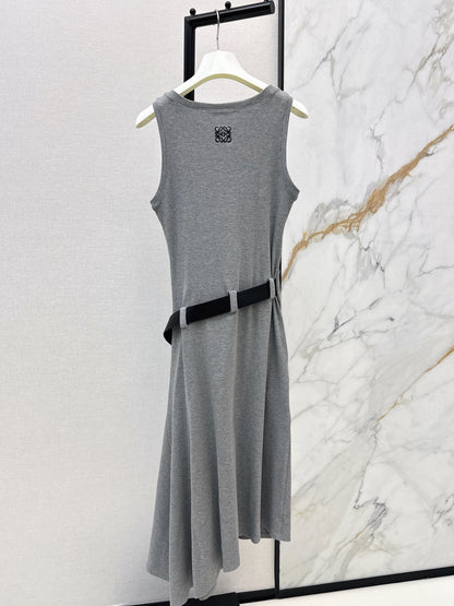 26ss Pleated Dress with Belt Decoration