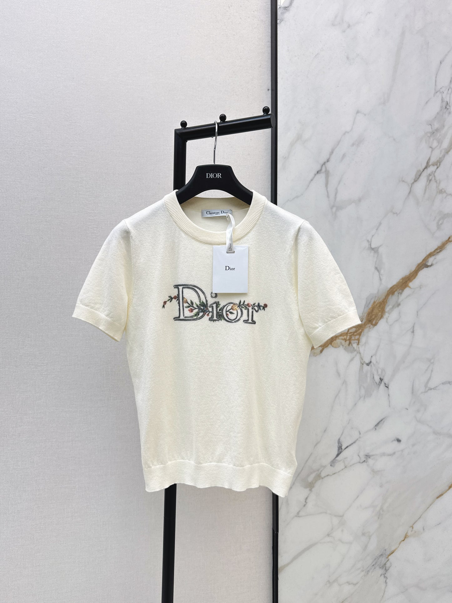 26ss Floral Embroidered Knit T-Shirt