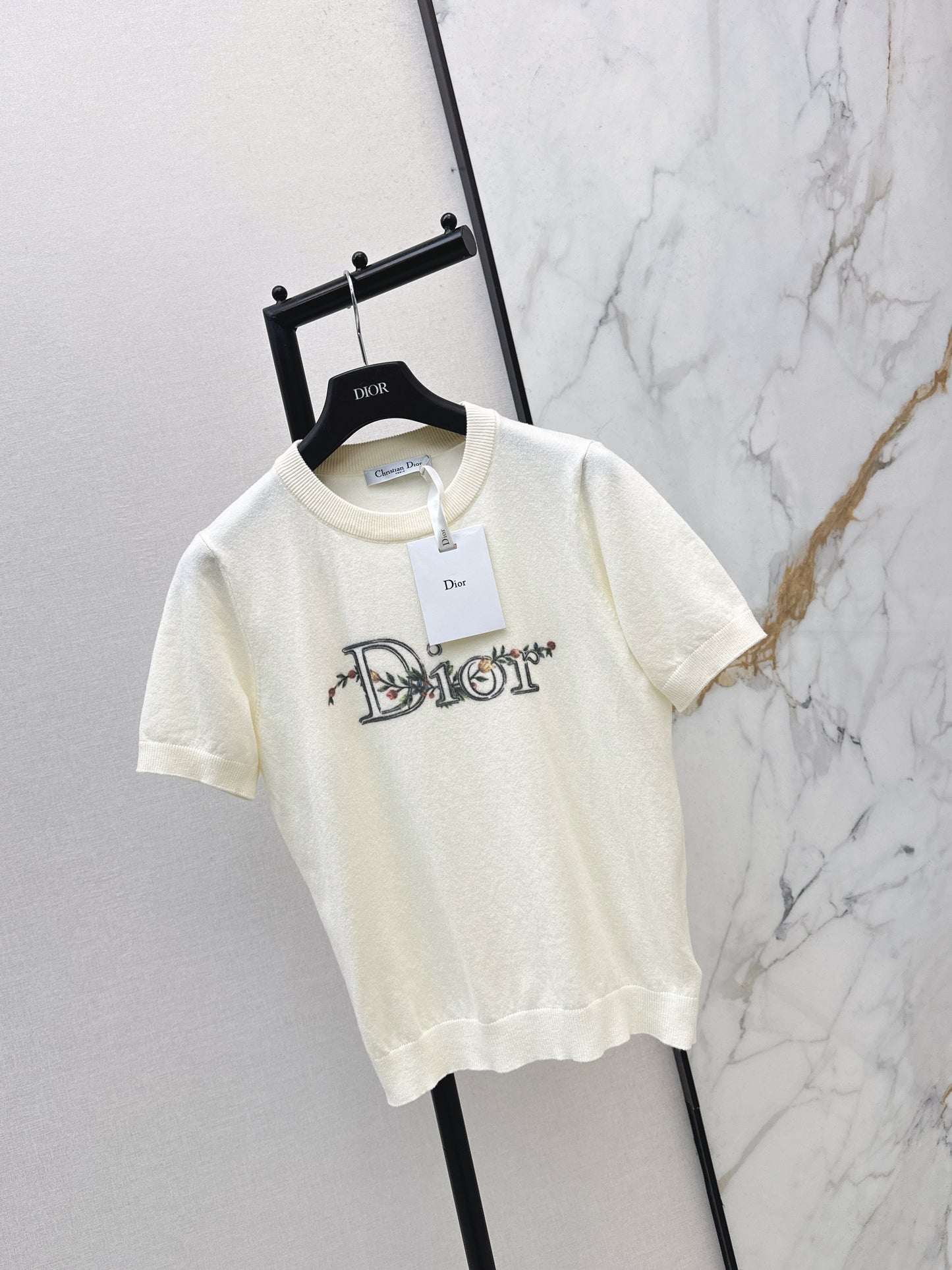 26ss Floral Embroidered Knit T-Shirt