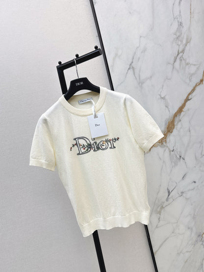 26ss Floral Embroidered Knit T-Shirt