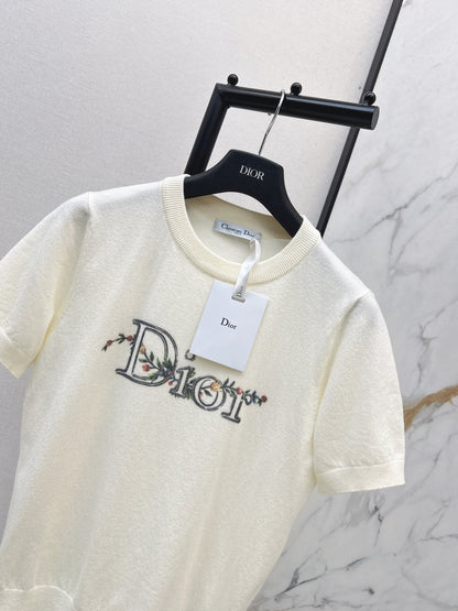 26ss Floral Embroidered Knit T-Shirt