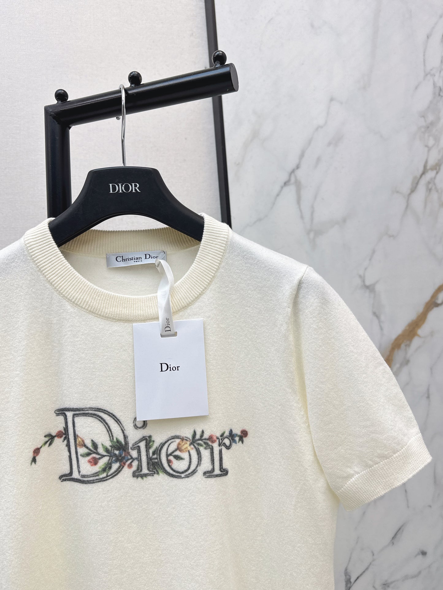 26ss Floral Embroidered Knit T-Shirt