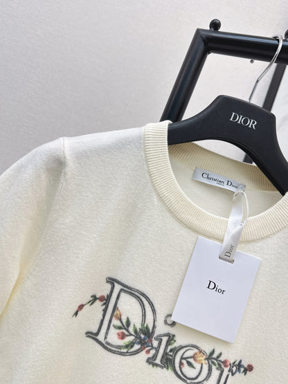 26ss Floral Embroidered Knit T-Shirt