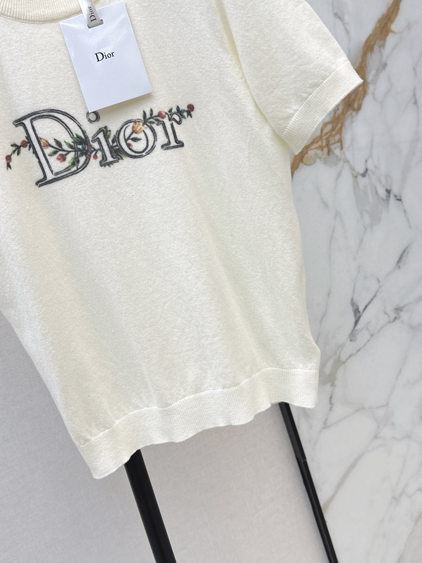 26ss Floral Embroidered Knit T-Shirt