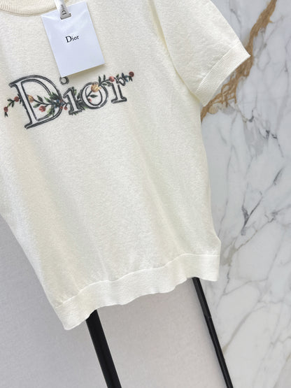 26ss Floral Embroidered Knit T-Shirt