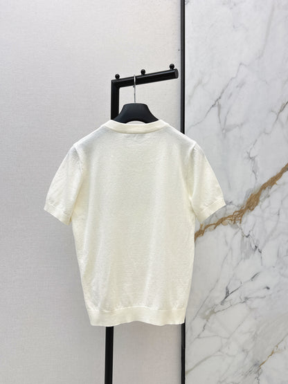 26ss Floral Embroidered Knit T-Shirt