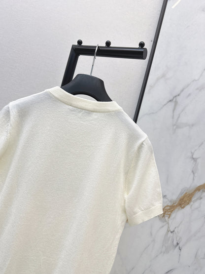 26ss Floral Embroidered Knit T-Shirt