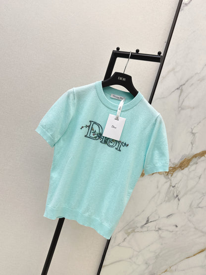 26ss Floral Embroidered Knit T-Shirt