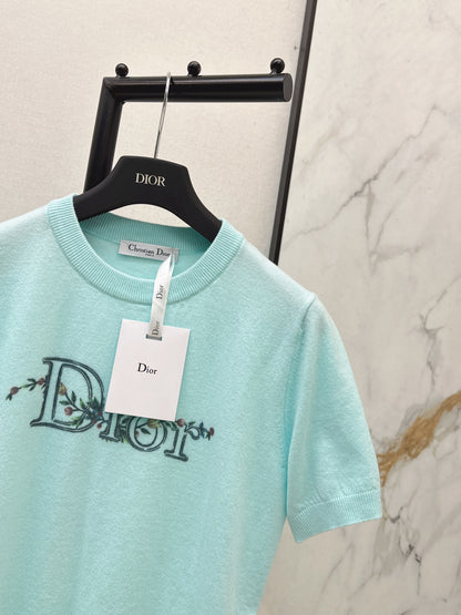 26ss Floral Embroidered Knit T-Shirt
