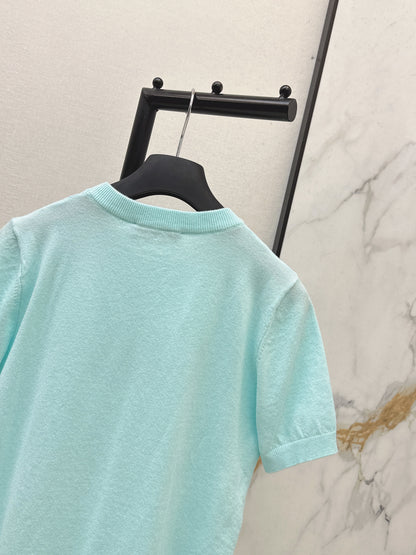 26ss Floral Embroidered Knit T-Shirt