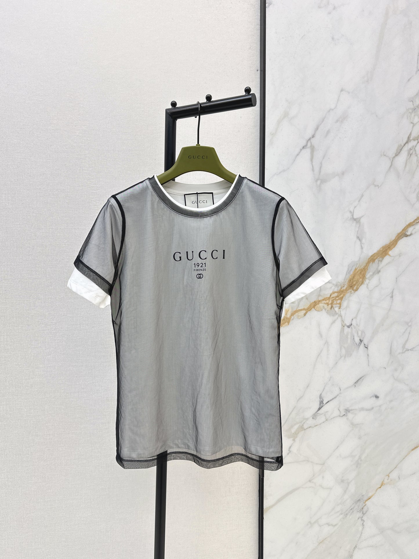 26ss Color-blocked faux two-piece T-shirt