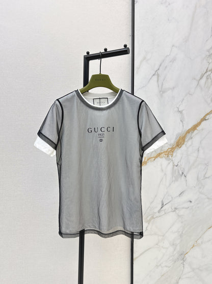 26ss Color-blocked faux two-piece T-shirt