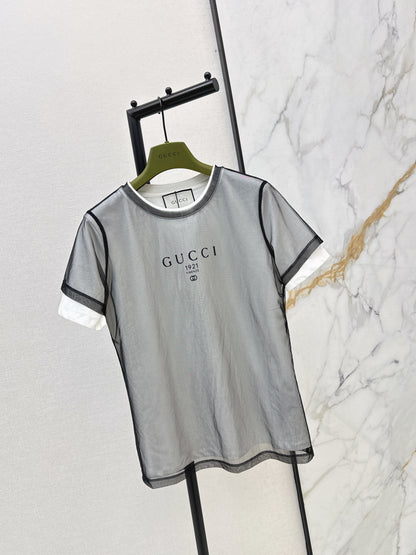26ss Color-blocked faux two-piece T-shirt