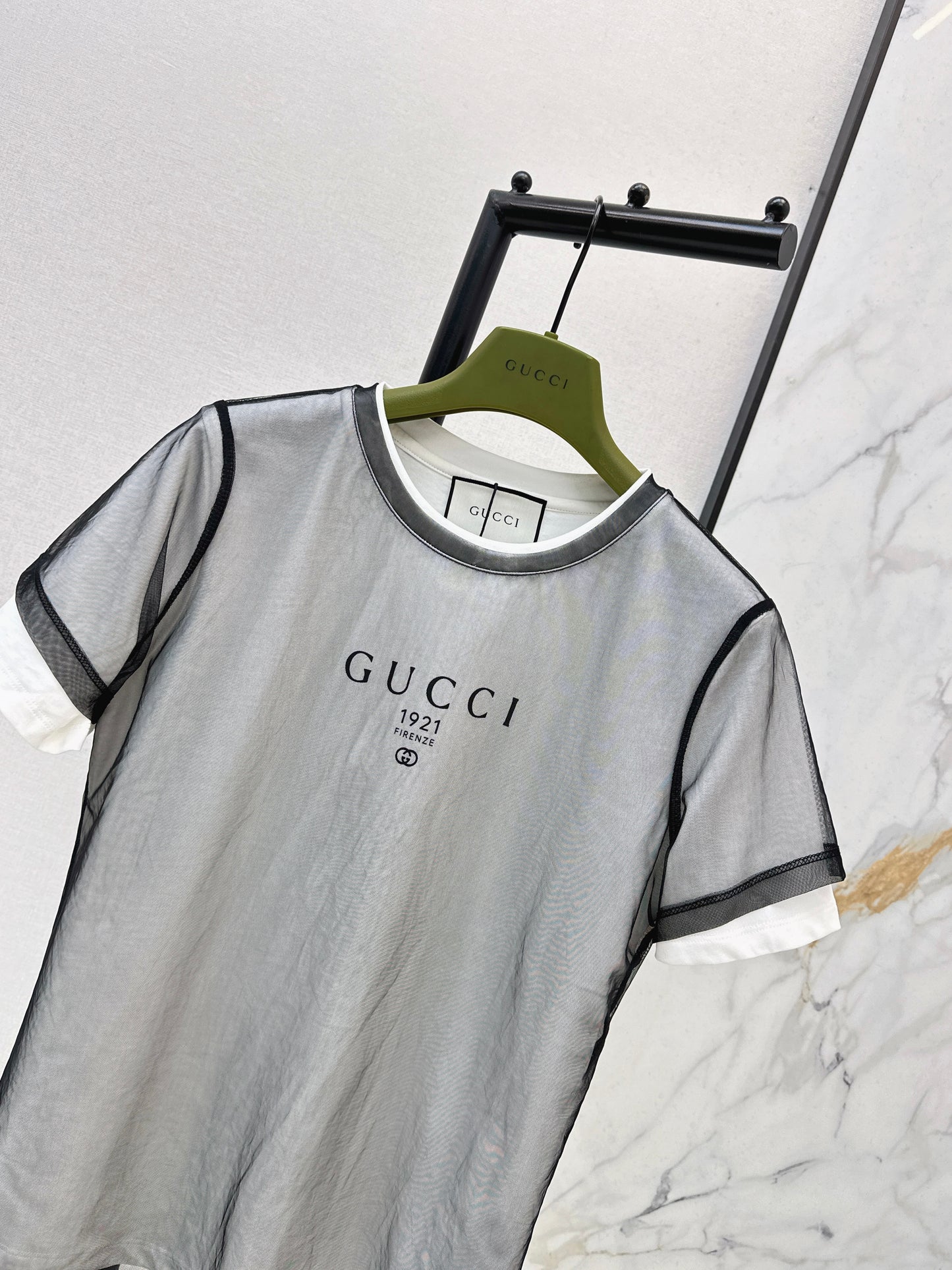 26ss Color-blocked faux two-piece T-shirt