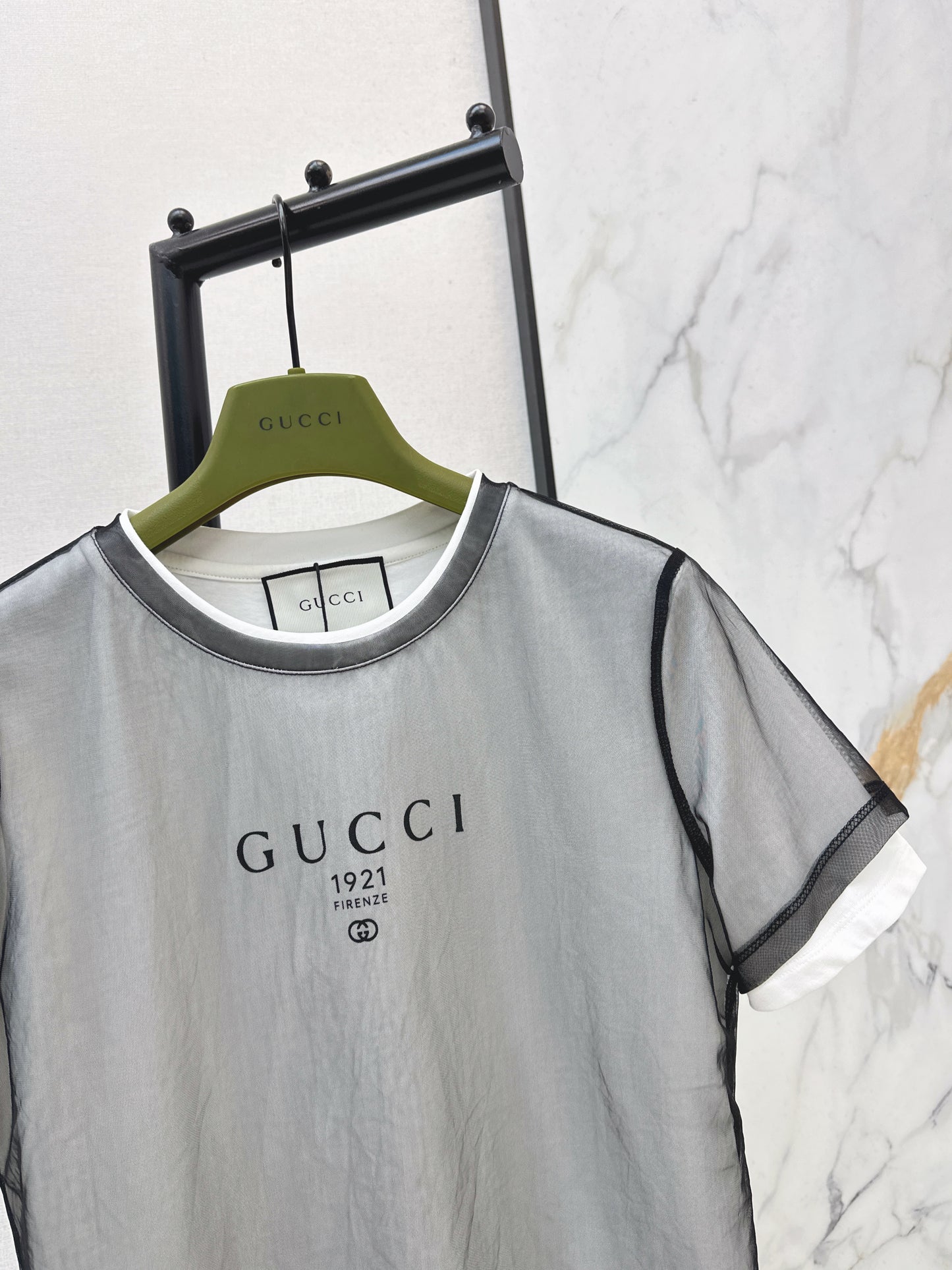 26ss Color-blocked faux two-piece T-shirt