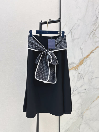 26ss Tie-up bow midi skirt
