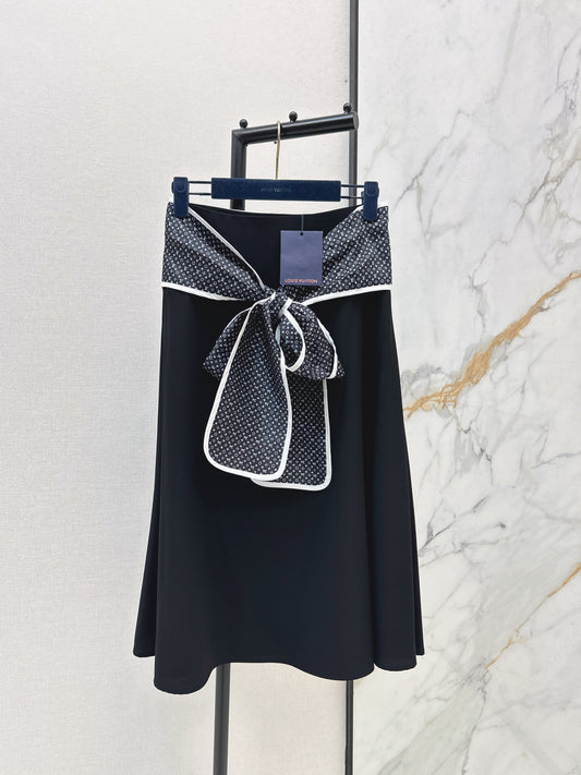 26ss Tie-up bow midi skirt