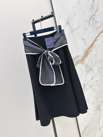 26ss Tie-up bow midi skirt