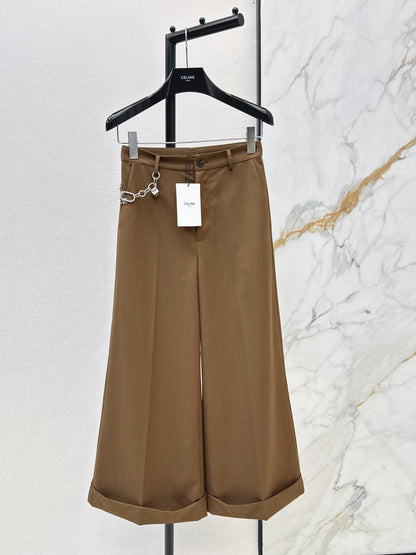 26ss Chain-embellished cropped straight-leg pants