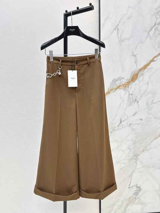 26ss Chain-embellished cropped straight-leg pants