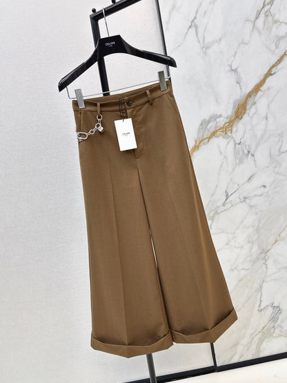 26ss Chain-embellished cropped straight-leg pants