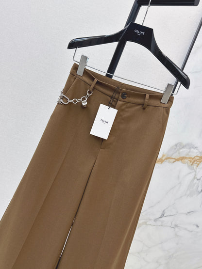 26ss Chain-embellished cropped straight-leg pants