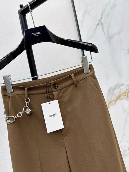 26ss Chain-embellished cropped straight-leg pants
