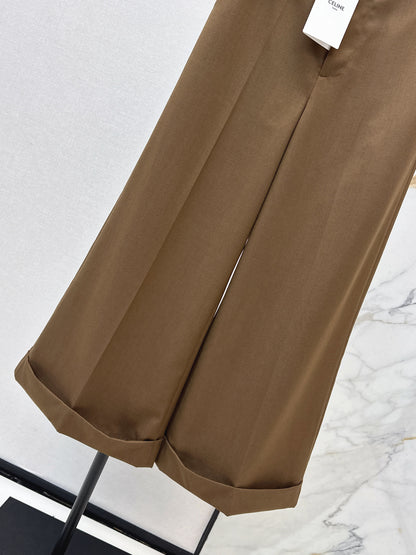 26ss Chain-embellished cropped straight-leg pants