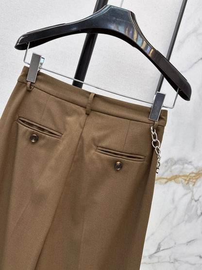 26ss Chain-embellished cropped straight-leg pants