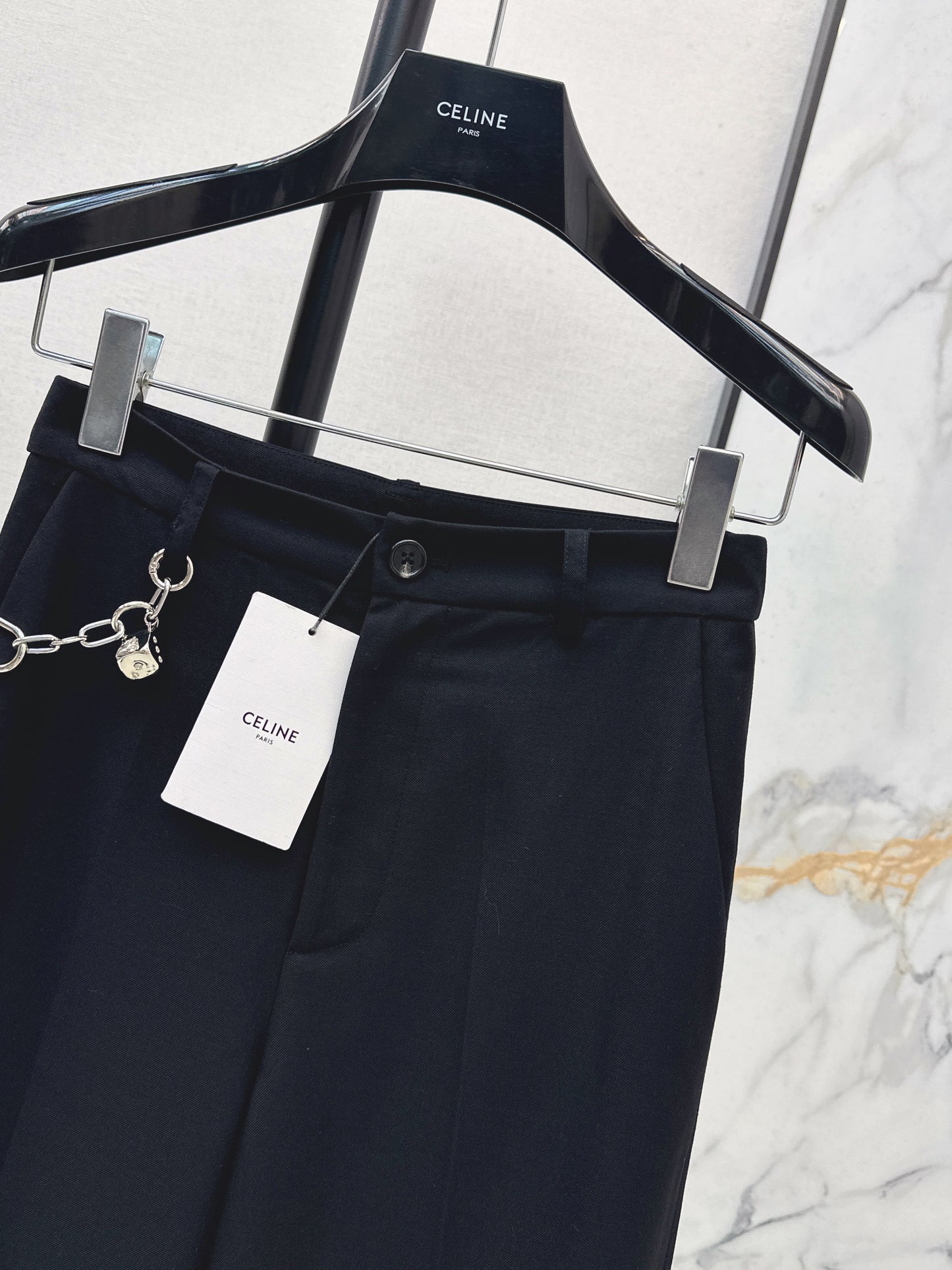 26ss Chain-embellished cropped straight-leg pants