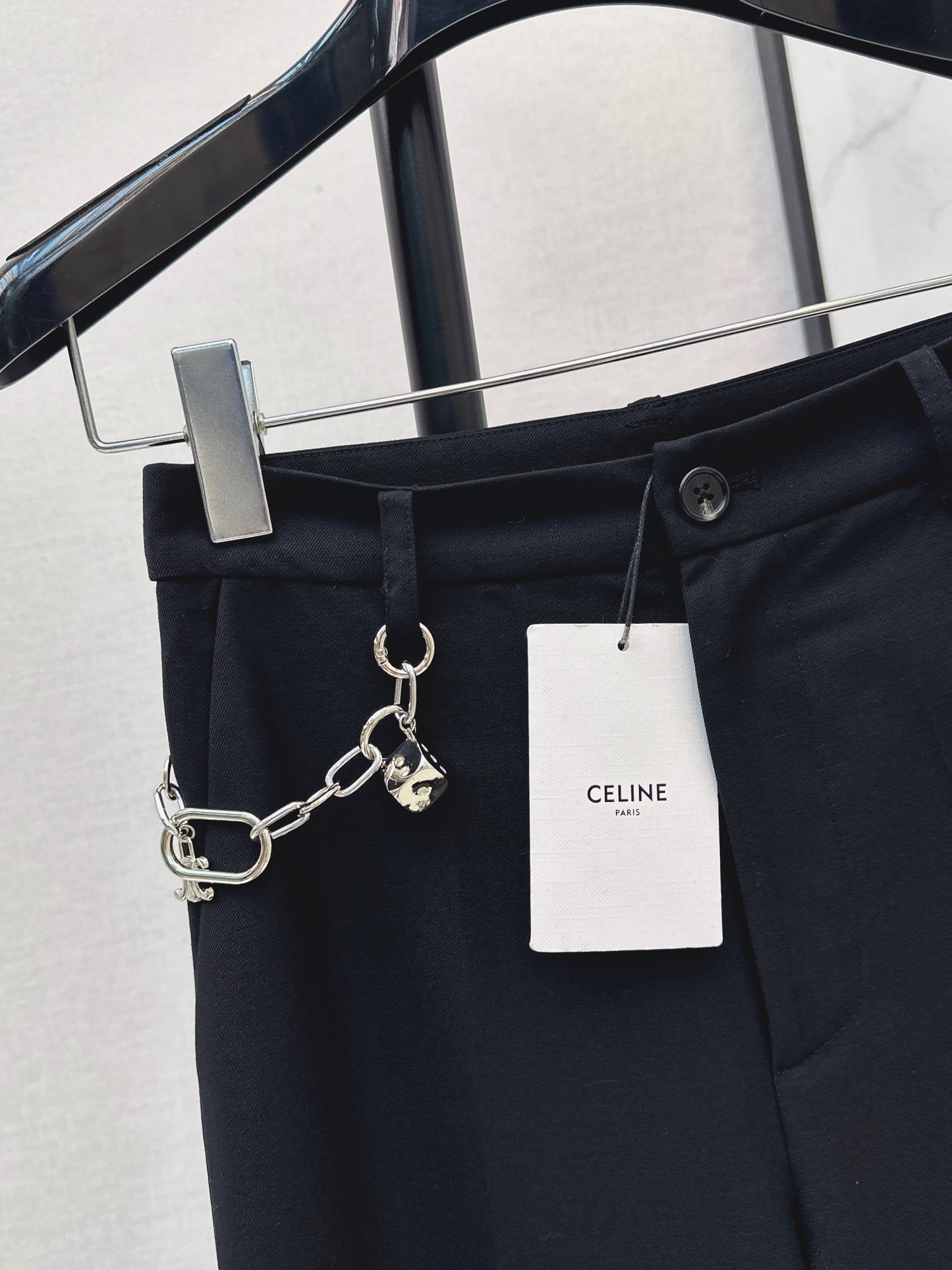 26ss Chain-embellished cropped straight-leg pants